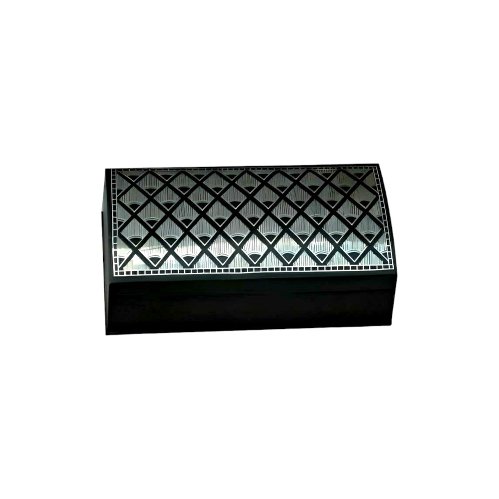 Bidriware Art Work Black Metal Handcrafted Silver Inlay Jewellery Box