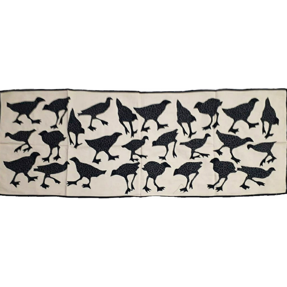 A Flock Of Birds Pipli Appliquie Cushion Cover