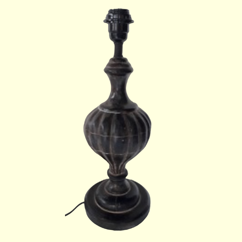 African Black Table Lamp Without Shade