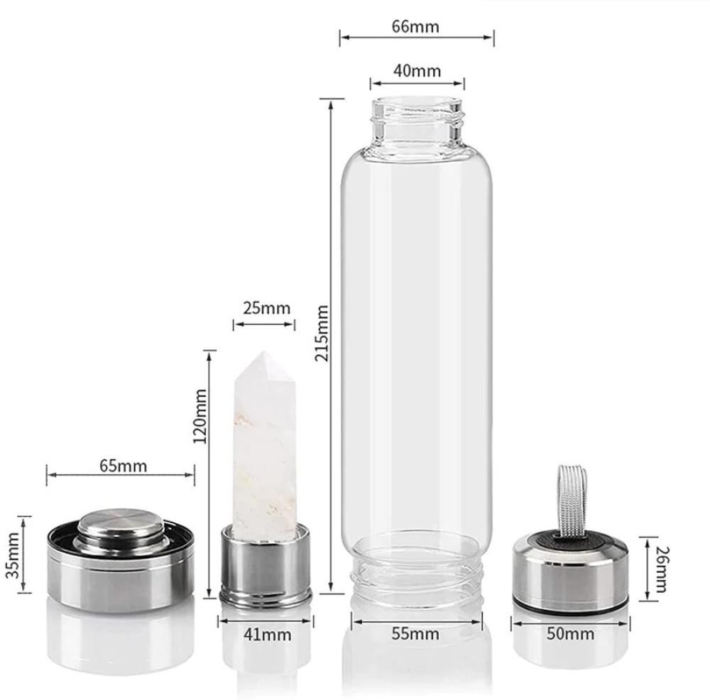 Clear Quartz Crystal infused Water Bottle - 2