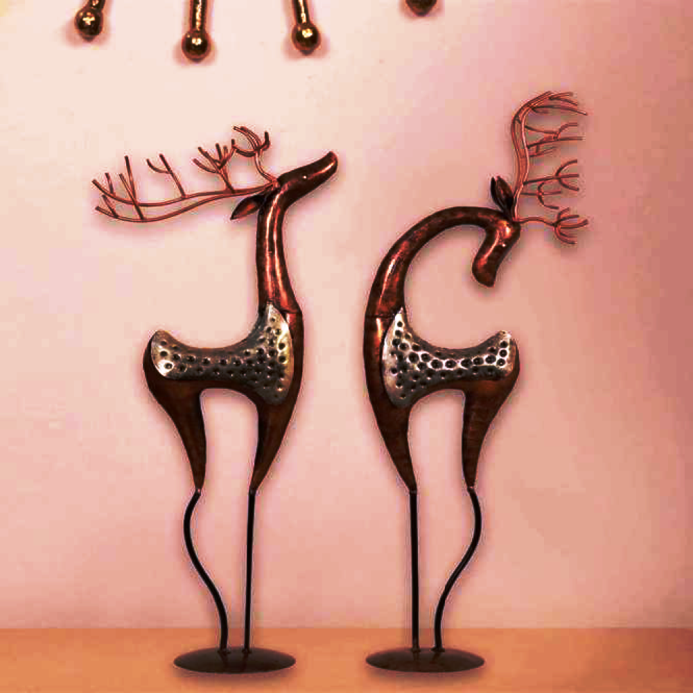 Antique Iron Pair Of Deer - 0