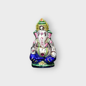 Ashirwad Pose Silver Ganesha Meenakari Craft