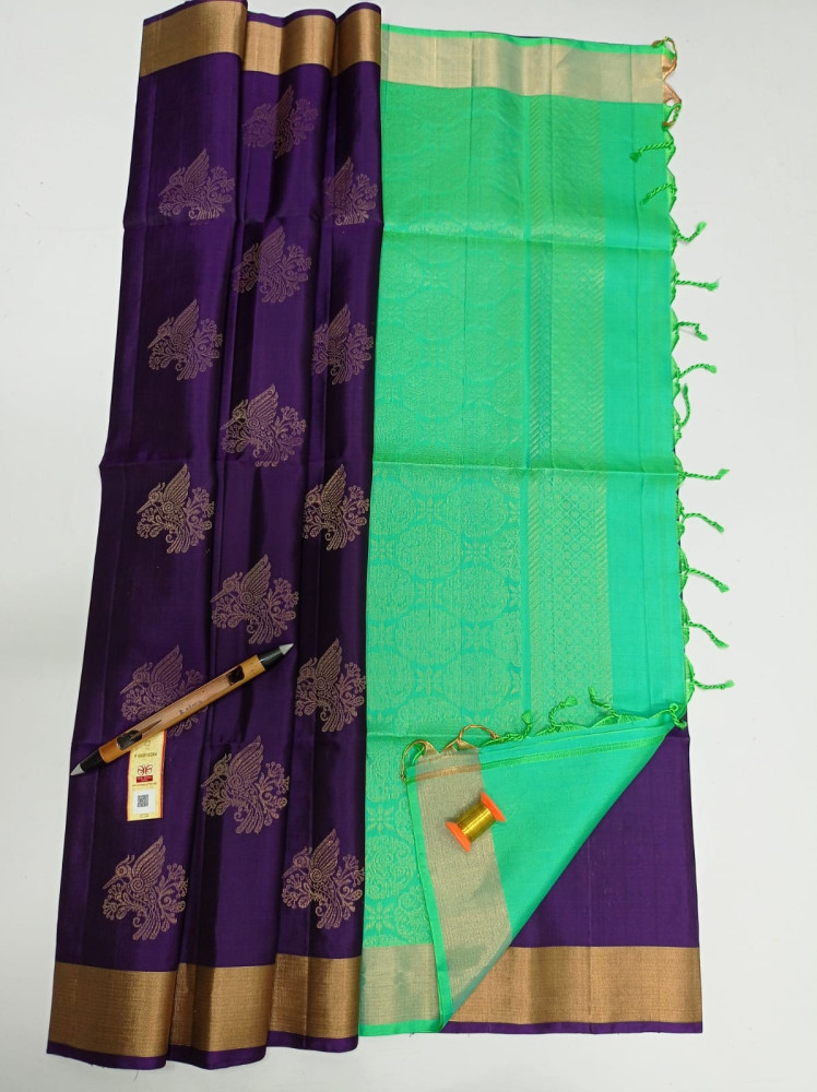 Multi Coloured Arani Semi Silk Saree with Checks and Buttas – Sharvari's
