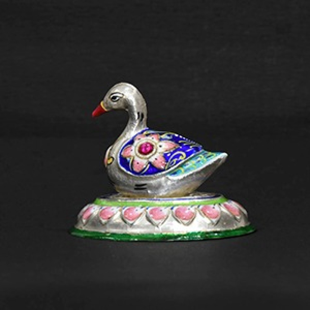 Banaras Gulabi Meenakari Craft Silver Duck - 1