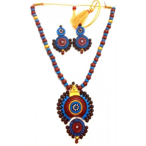 Trendy Look Bankura Panchmura Terracotta Craft Necklace Jewellery Set