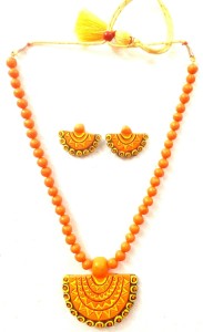 Multi-color Bankura Panchmura Terracotta Craft Necklace Jewellery Set