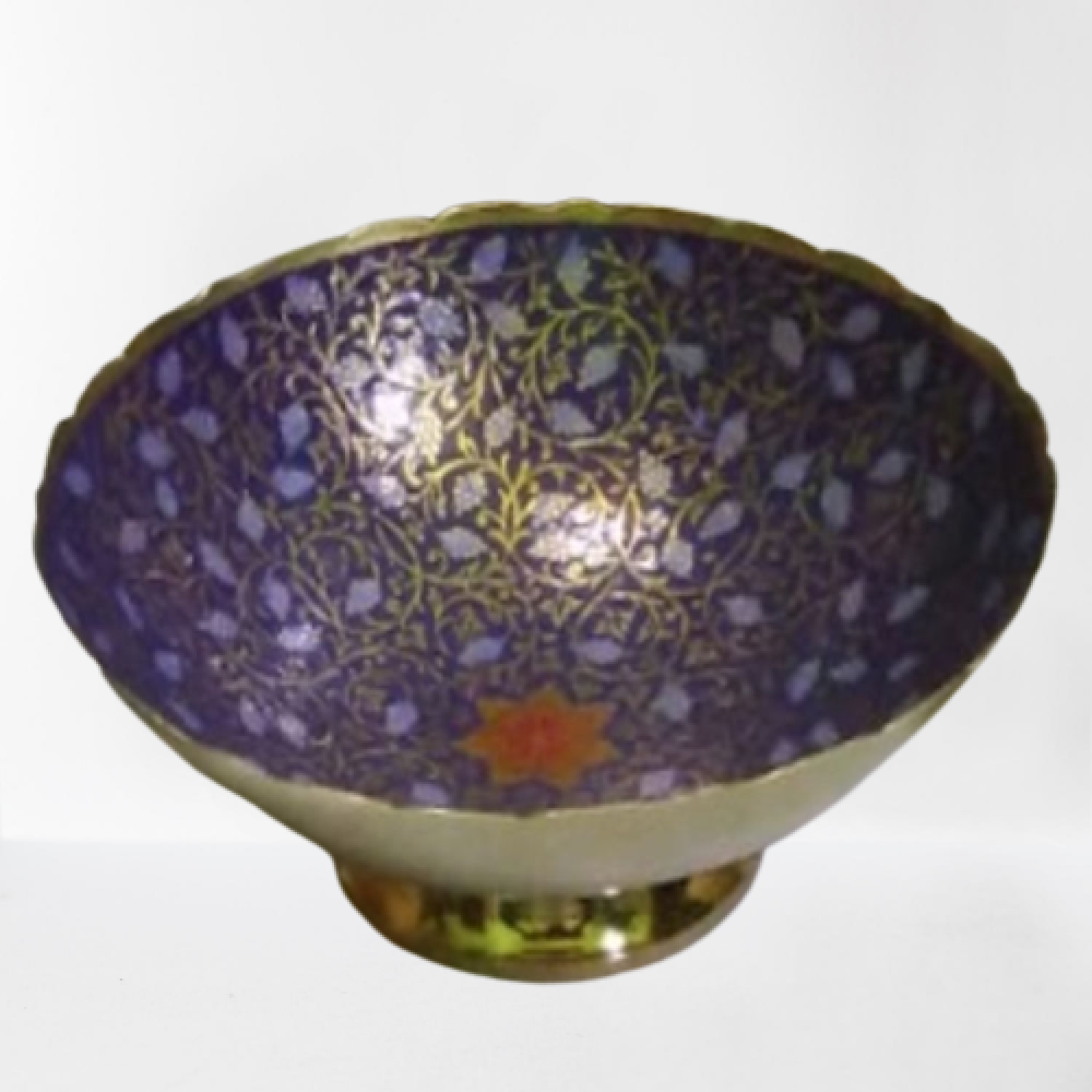 Beautiful Blue Fruit Bowl Meena Work(9.5Inch)