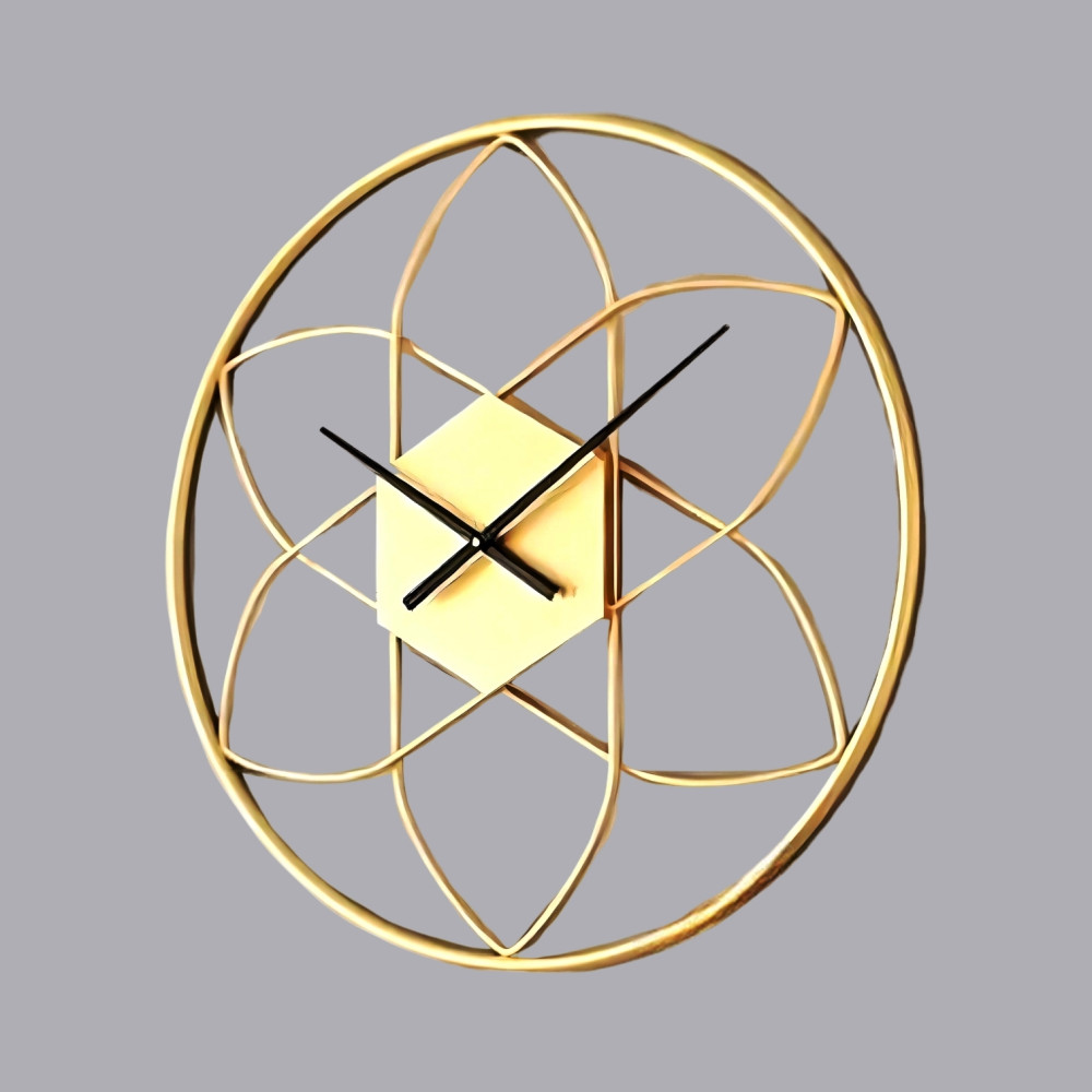 Beautiful Flower Shaped Golden Clock