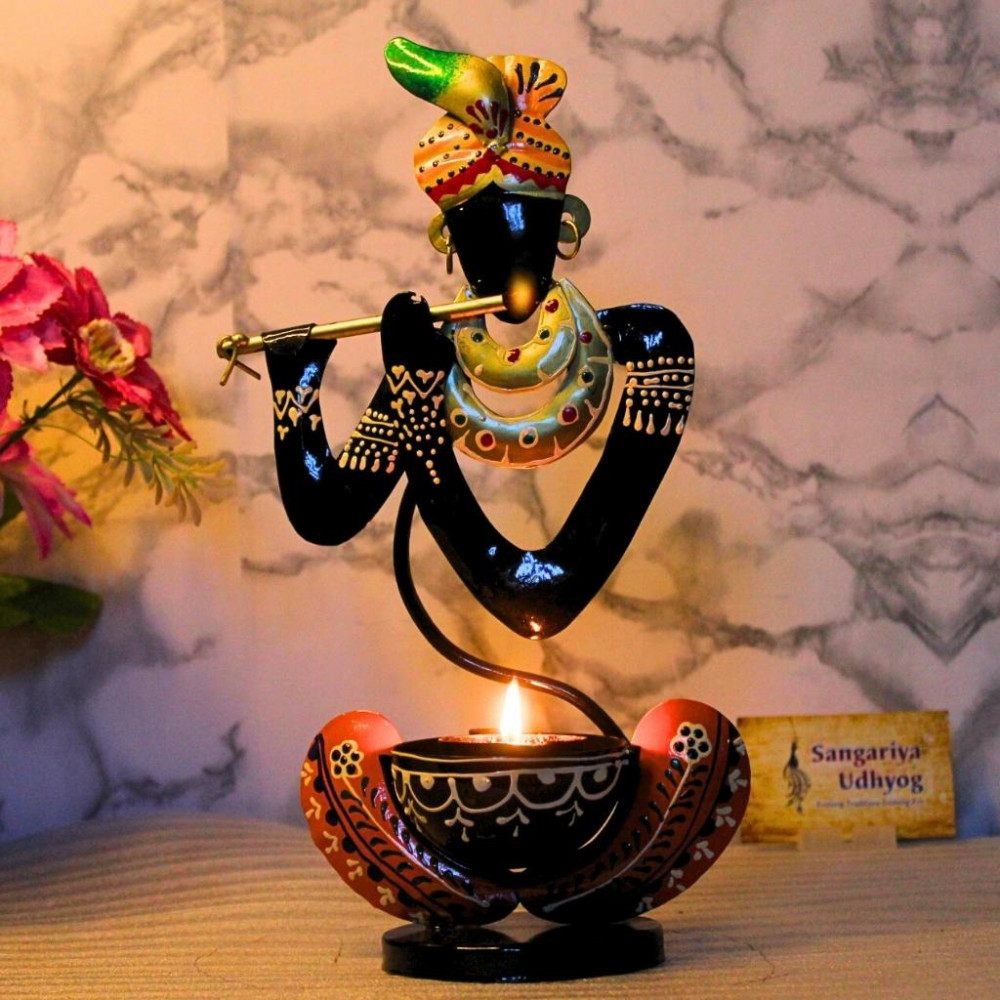 Beautiful Krishna With Flute Table T Light Décor - 0