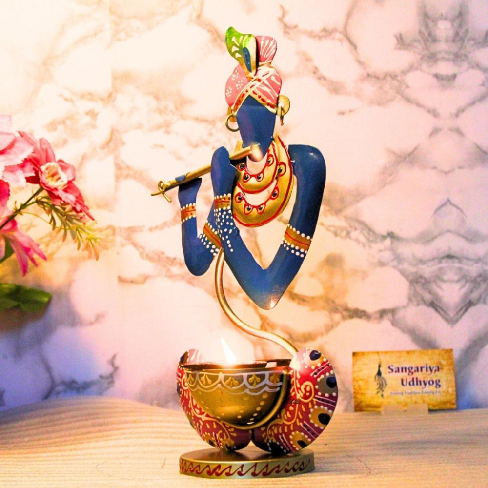 Beautiful Krishna With Flute Table T Light Décor - 1