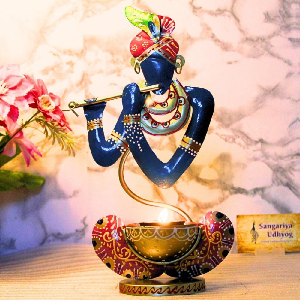 Beautiful Krishna With Flute Table T Light Décor - 2