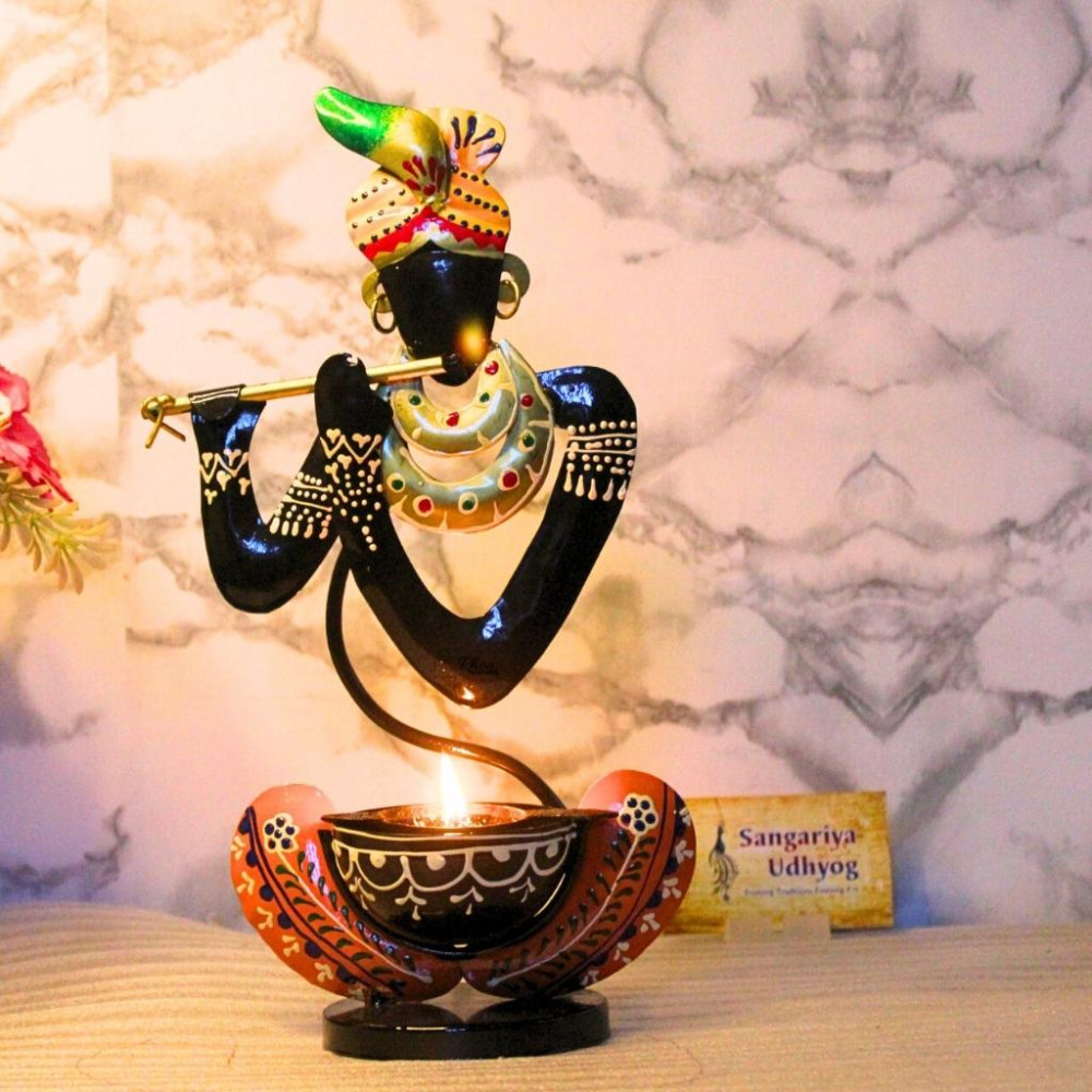 Beautiful Krishna With Flute Table T Light Décor