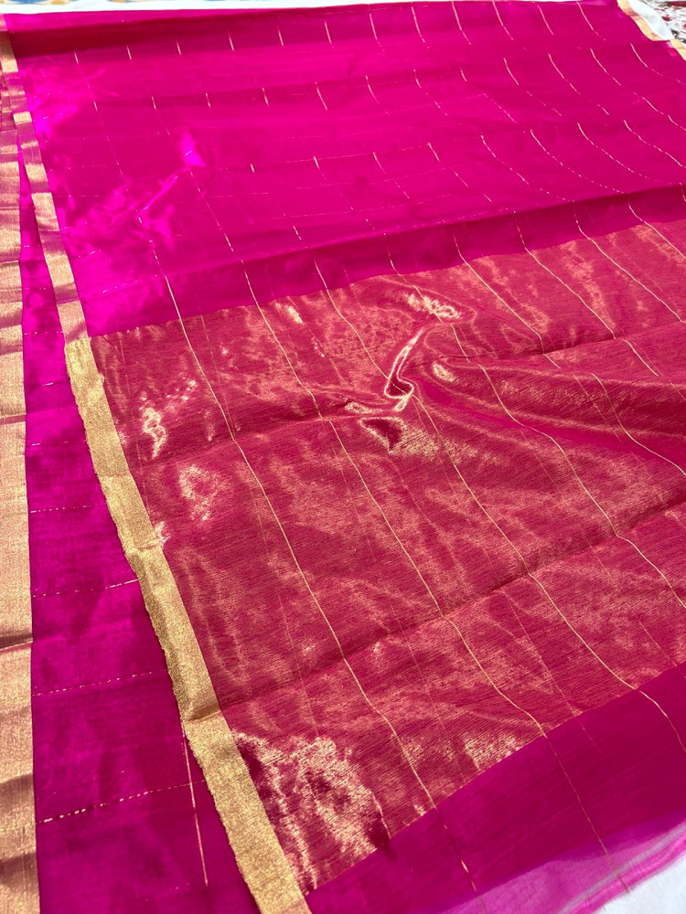 Beautiful Majenta Pink Tussar Silk - 0