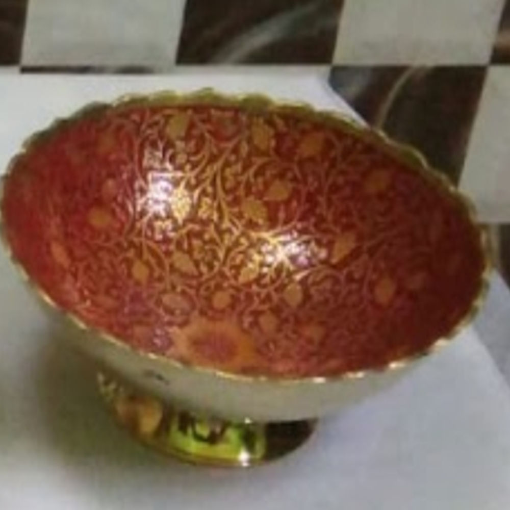 Beautiful Maroon Fruit Bowl Meena Work(9.5Inch)