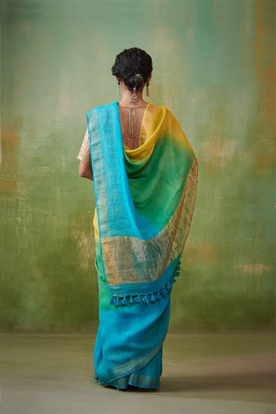 Beautiful Multicolor Linen By Linen Saree - 1