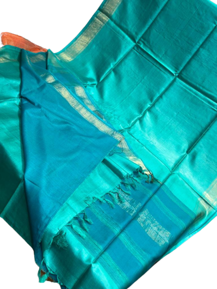 Beautiful Sea Green Munga Tusser Silk - 1