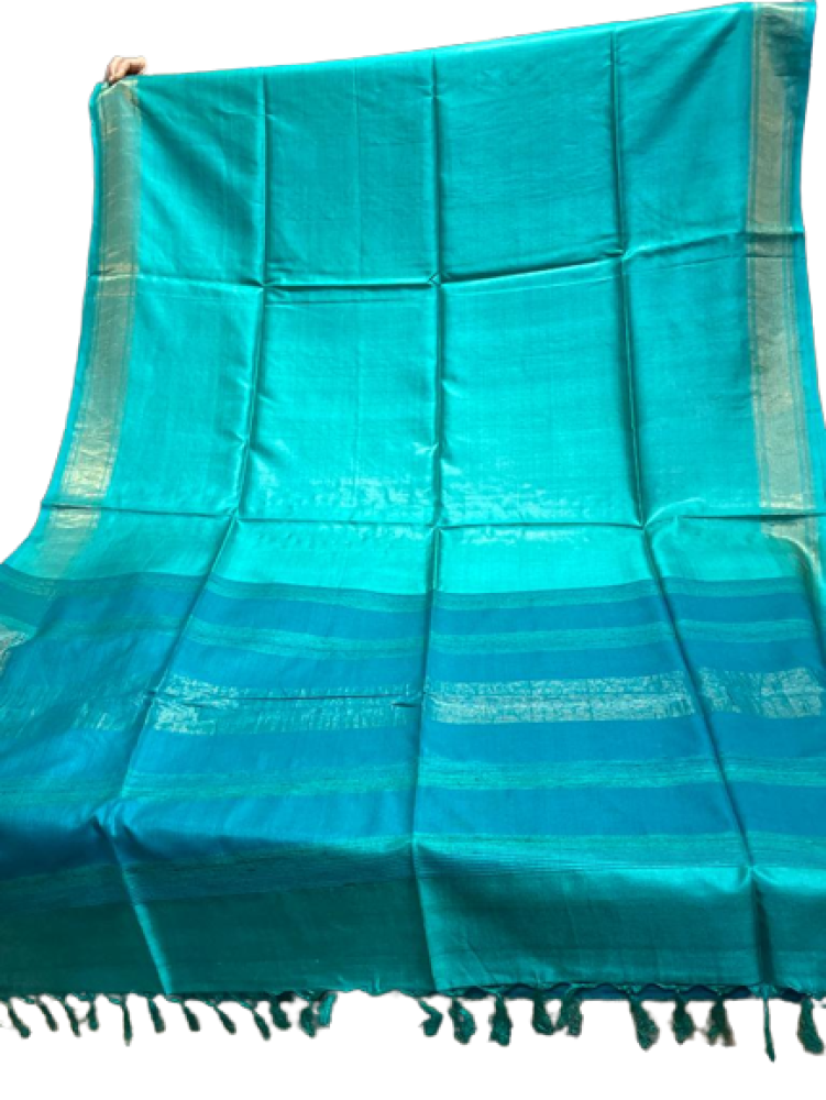 Beautiful Sea Green Munga Tusser Silk - 2