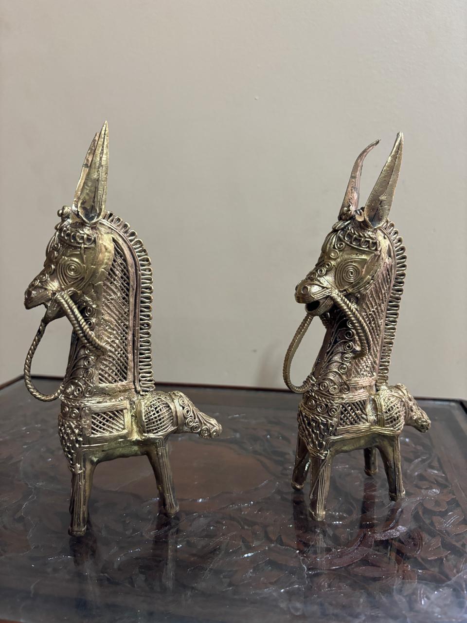 Bengal Dokra Brass 2 Horses - 0