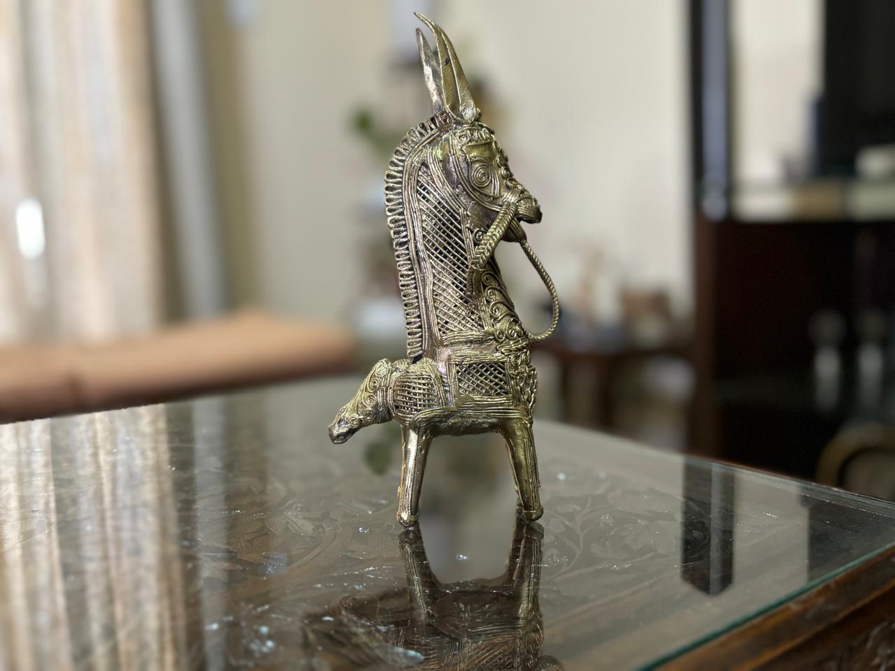 Bengal Dokra Brass Horse - 1