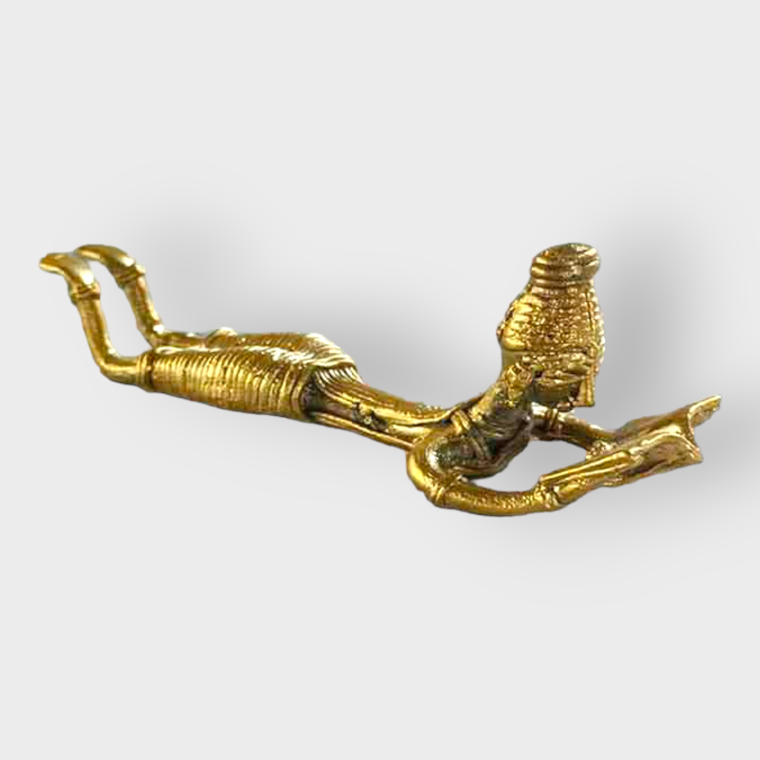 Bengal Dokra Brass Lady Sleeping Reading A Book - 0