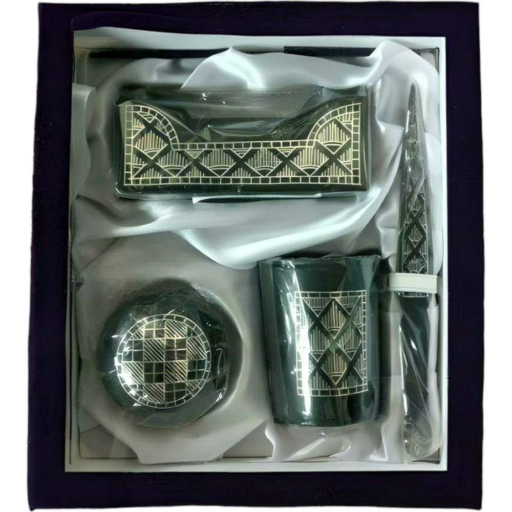 Bidriware Craft Office Set with Intricate Inlay Design - 0