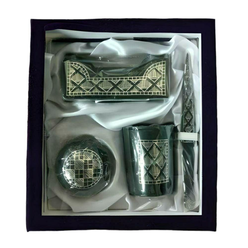 Bidriware Craft Office Set with Intricate Inlay Design