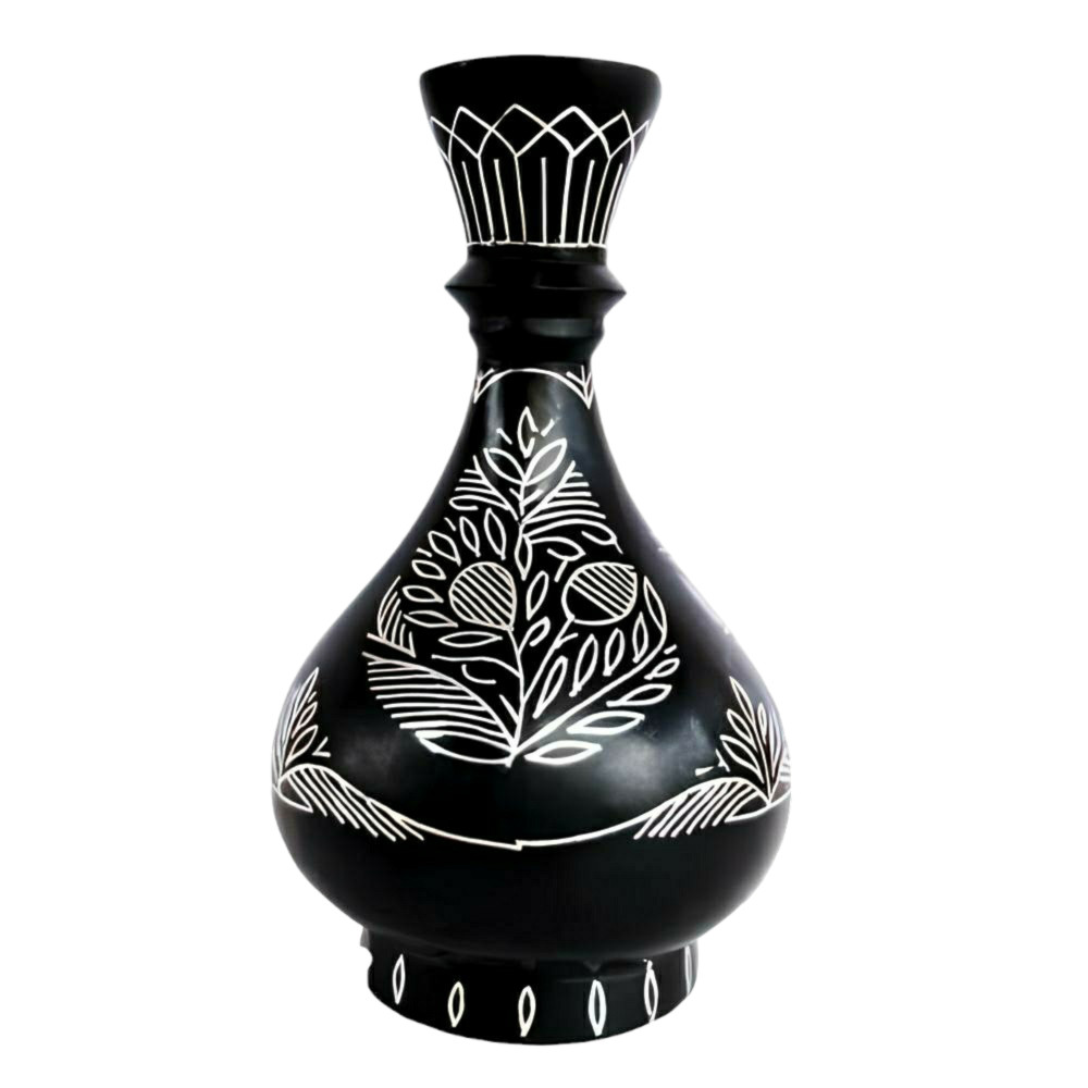 Bidriware Craft Flower Vase with Intricate Inlay Design