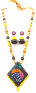 Black Kite Design Bankura Panchmura Terracotta Craft Necklace Jewellery Set