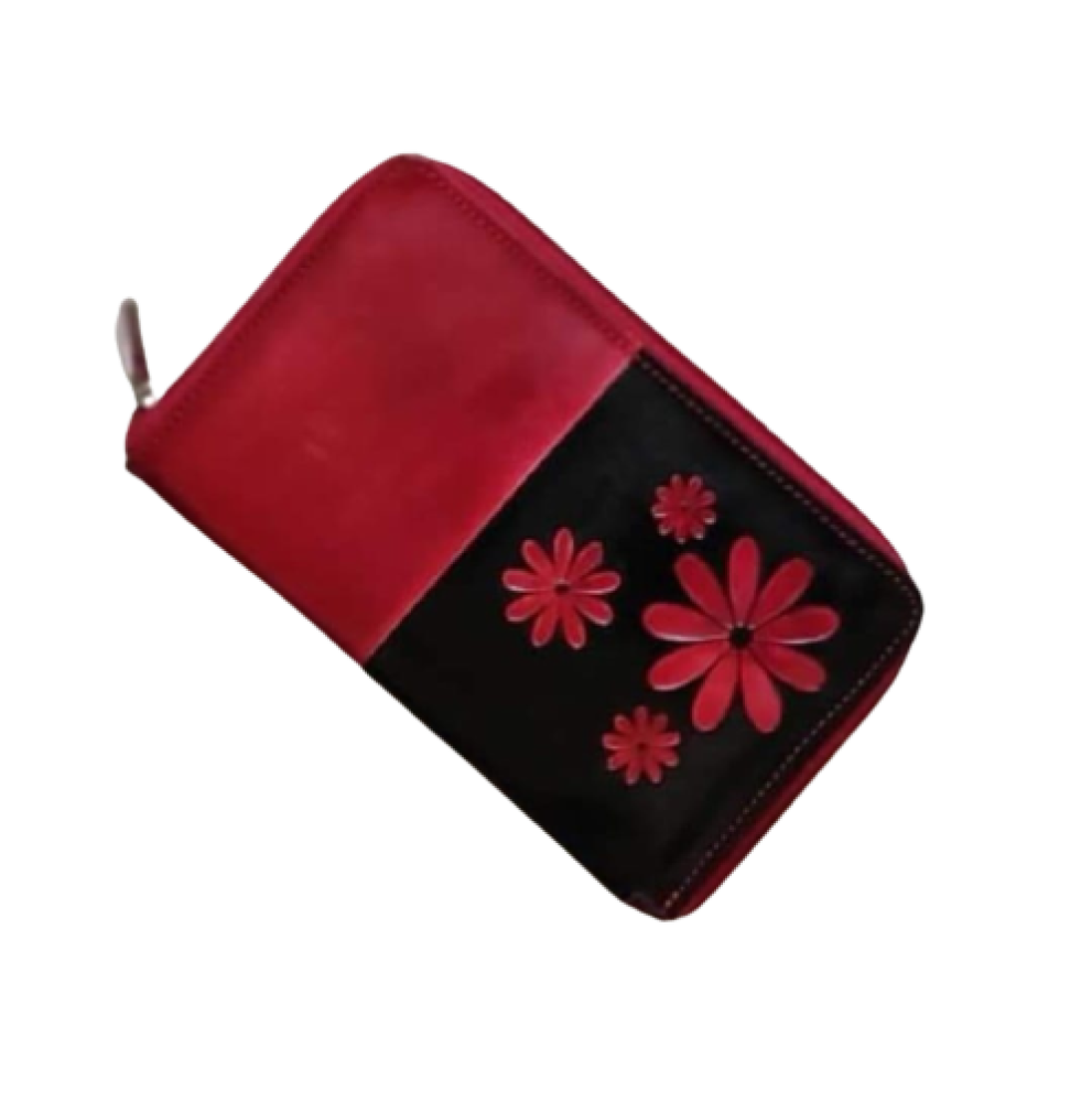 Hand purse kantha stitch tomato red colour - Rahulda