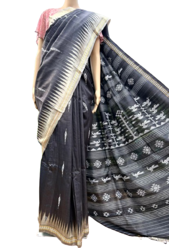 Black Tussar Saree