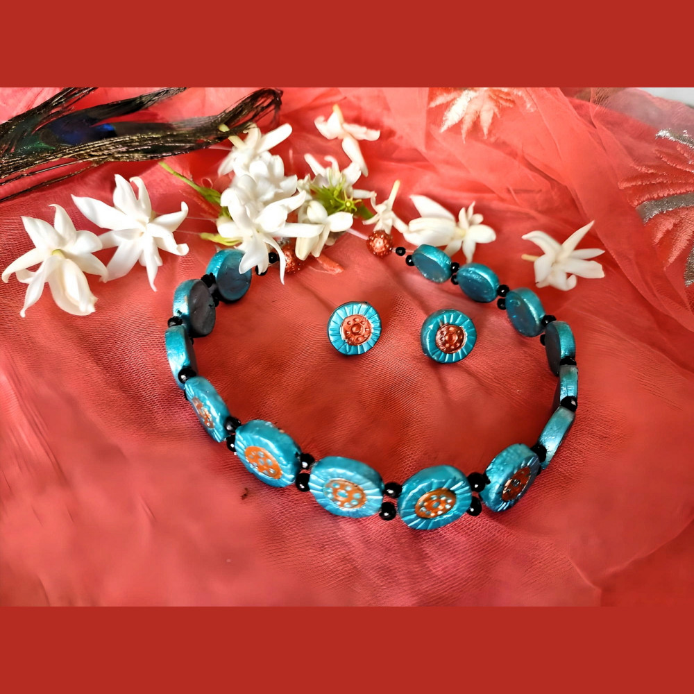 Blue Colour Molela Terracotta Clay Beautiful choker