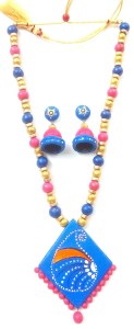 Blue Kite Design Bankura Panchmura Terracotta Craft Necklace Jewellery Set