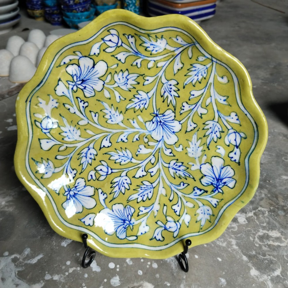 Blue Pottery Lotus Wall Plate 8 Inch Style12