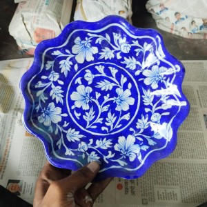 Blue Pottery Lotus Wall Plate 8 Inch Style7