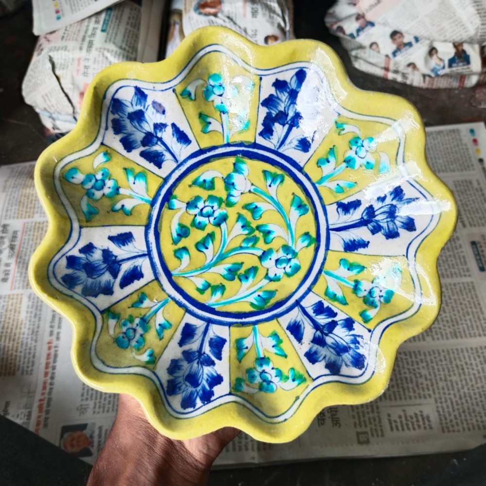 Blue Pottery Lotus Wall Plate 8 Inch Style8