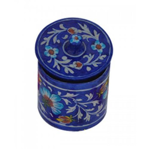 Handmade Blue Color Ceramic Jar With Flower Design Blue Pottery Of Jaipur