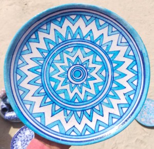 Blue Pottery Wall Hanging Plate 10 inch Style 12