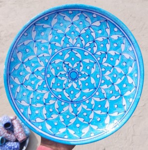 Blue Pottery Wall Hanging Plate 10 inch Style 13