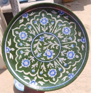 Blue Pottery Wall Hanging Plate 10 inch Style 6