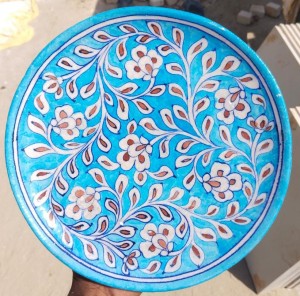 Blue Pottery Wall Hanging Plate 10 inch Style 7