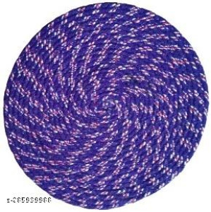 Braided Doormat Round Dark Blue