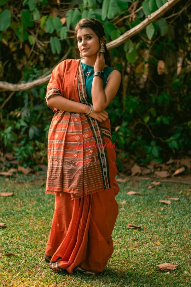 Brown Bandha Border Sutaluga Odisha Ikkat Saree