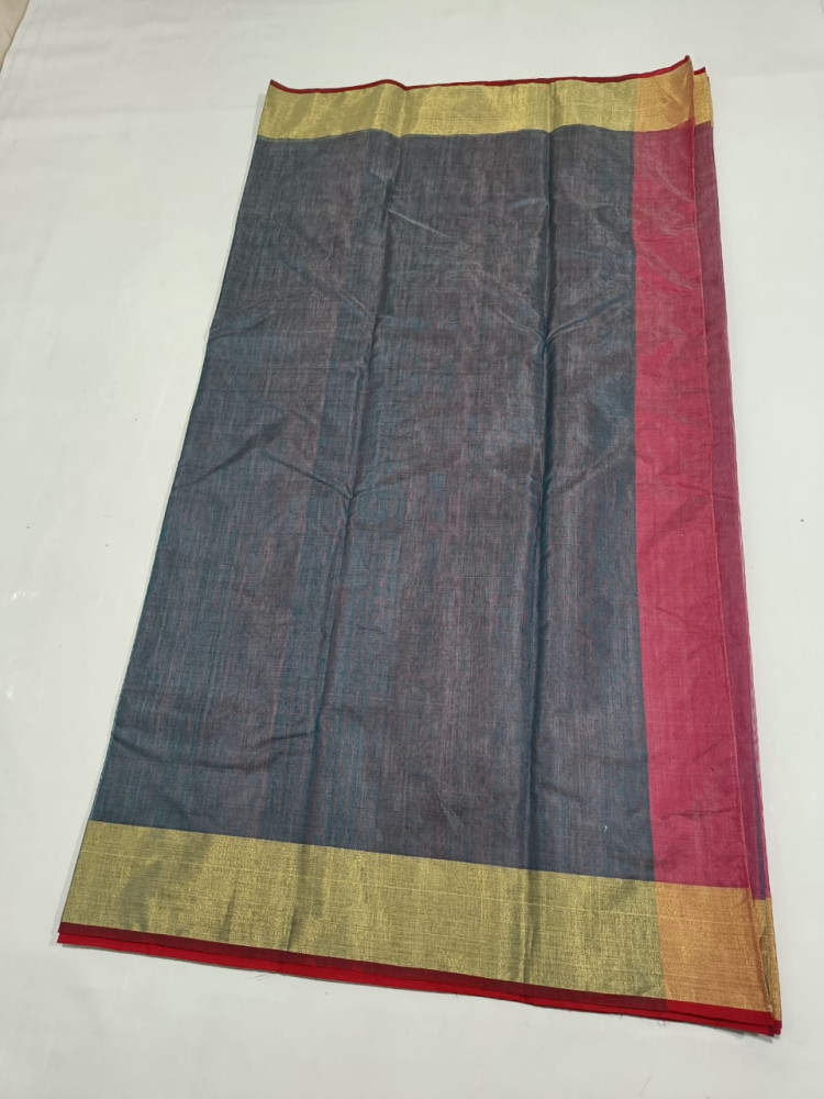 Colourful Magenta & Blue Chanderi Tissue Saree - 1