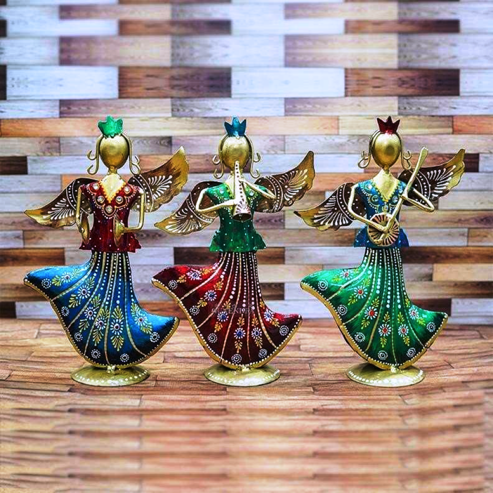 Colourful Metallic Rajasthani Set Of 3 Décor