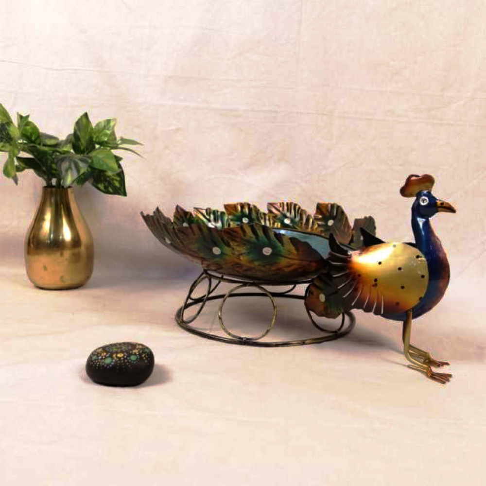 Colourful Peacock Iron Bowl - 0