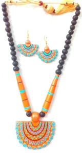 Multi-color Bankura Panchmura Terracotta Craft Necklace Jewellery Set