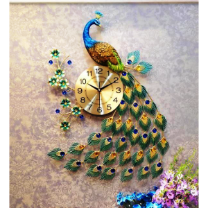 Creative Peacock Golden Wall Clock Décor