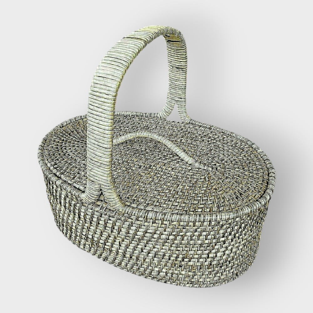 EcoFriendly Oval Shape Storage Basket with Lid - 0