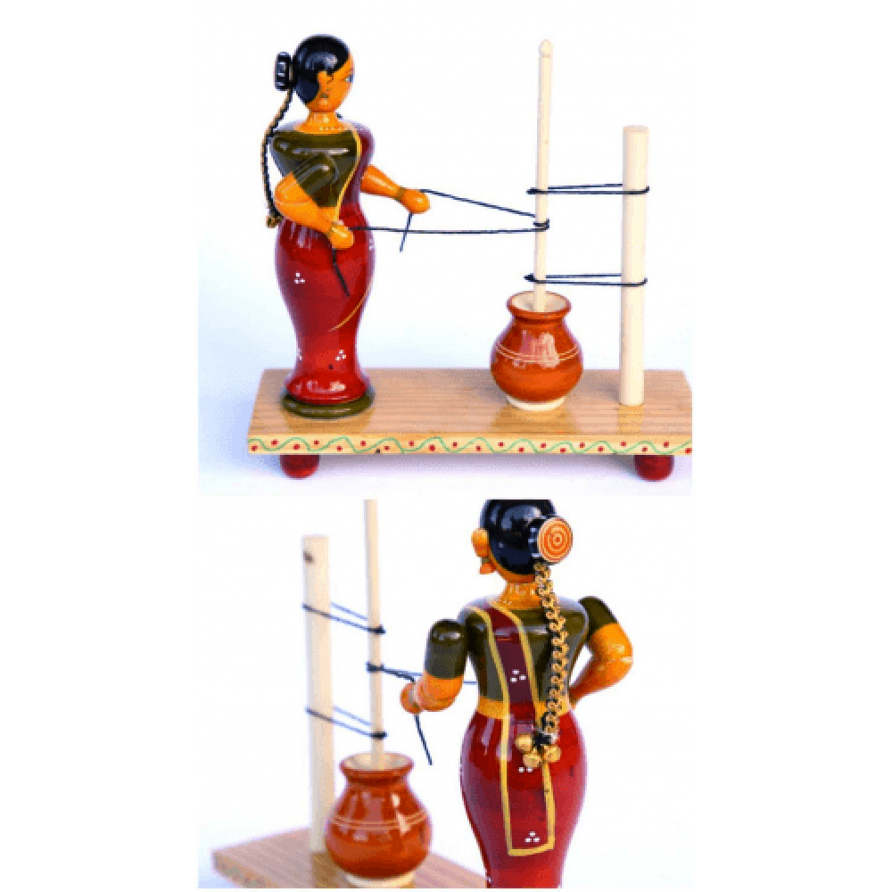 Handmade Etikoppaka Beautiful Wooden Ghee making Doll For Decoration Purpose