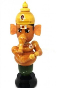 Handmade Lacquer Wooden Etikoppaka Toy Of Lord Ganesh